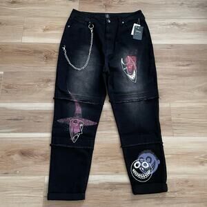 Disney The Nightmare Before Christmas Oogie's Boys Glow-In-The-Dark Mom Jeans 15